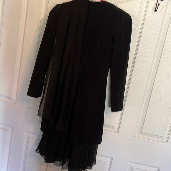 Tadashi NWOTblack cocktail/occasion knee length jacket sheer skirt szS - Picture 7 of 15